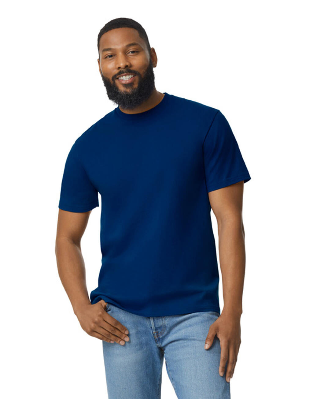 65ENLB0 - Softstyle Midweight Adult No Label Enzyme Wash T-S - Navy