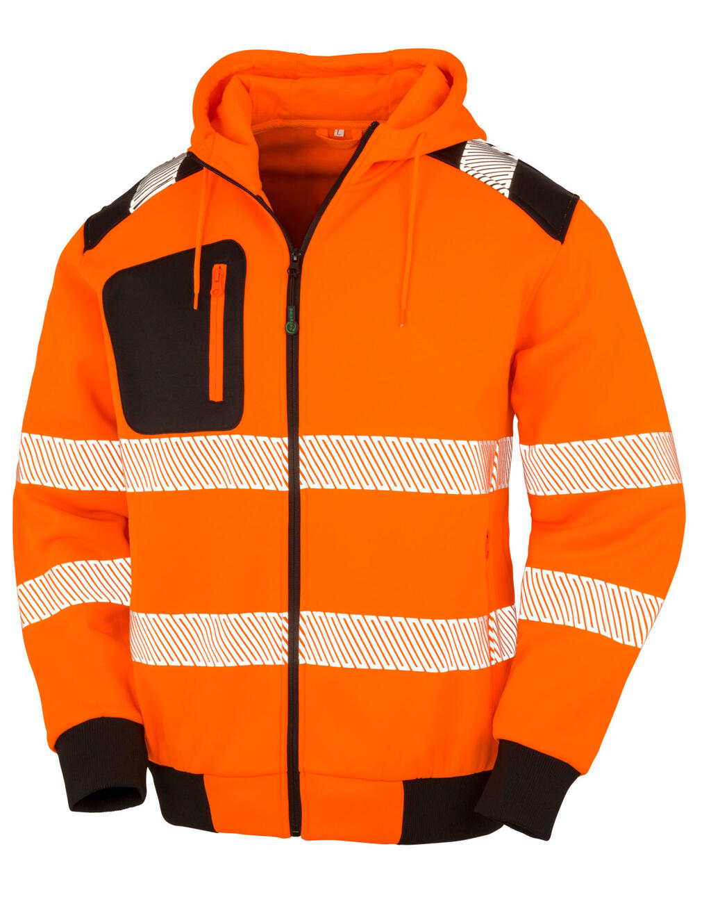 R503X - Recycled Robust Zipped Safety Hoody - Fluorescent Orange
