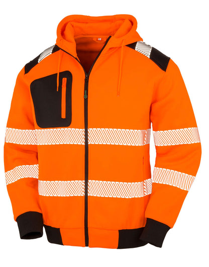R503X - Recycled Robust Zipped Safety Hoody - Fluorescent Orange