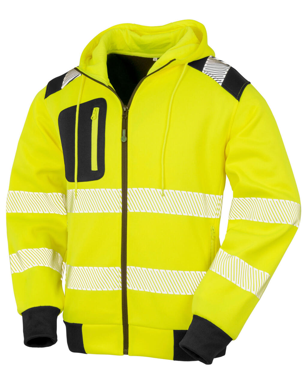 R503X - Recycled Robust Zipped Safety Hoody - Fluorescent Yellow