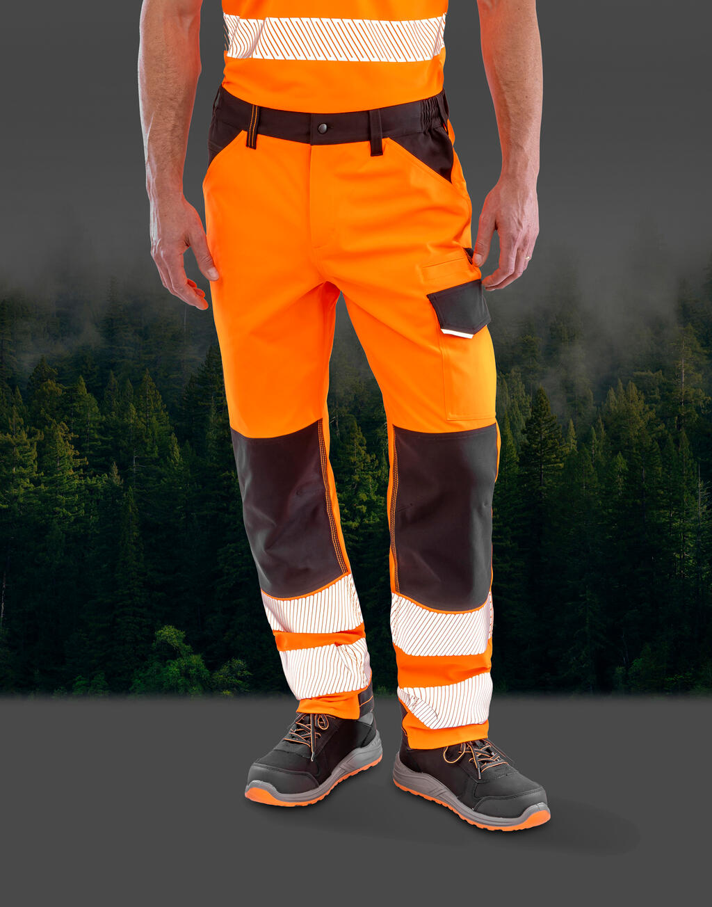R517X - Recycled Stretch Safety Trouser - Fluo Orange