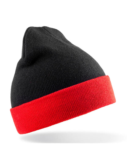 RC930X - Recycled Black Compass Beanie - Black/Red