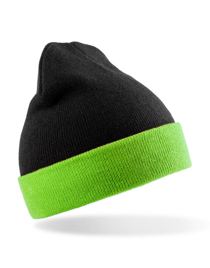RC930X - Recycled Black Compass Beanie - Black/Lime