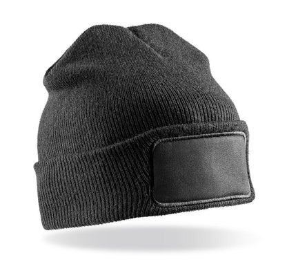 RC927X - Recycled Double Knit Printers Beanie - Black