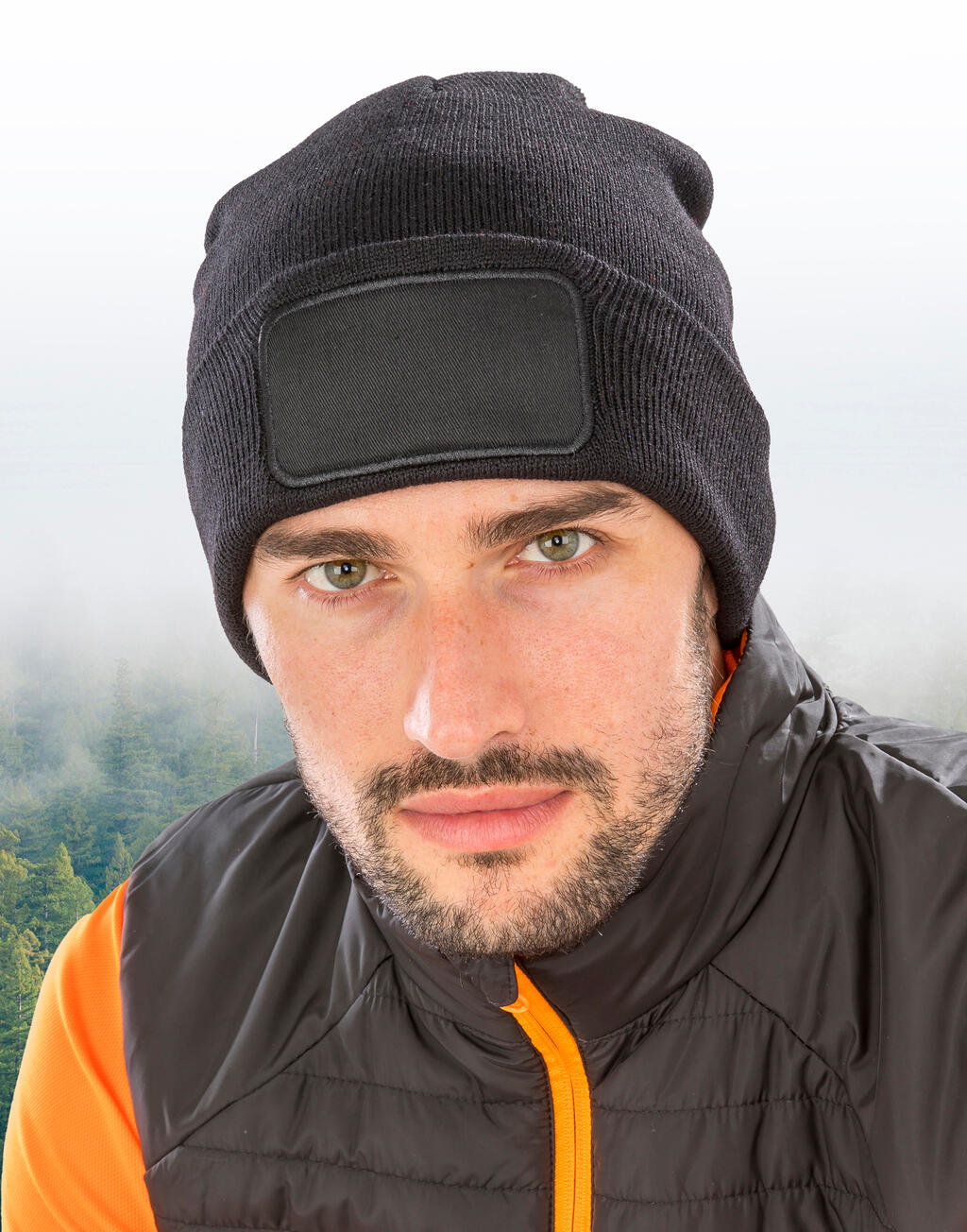 RC927X - Recycled Double Knit Printers Beanie - Black