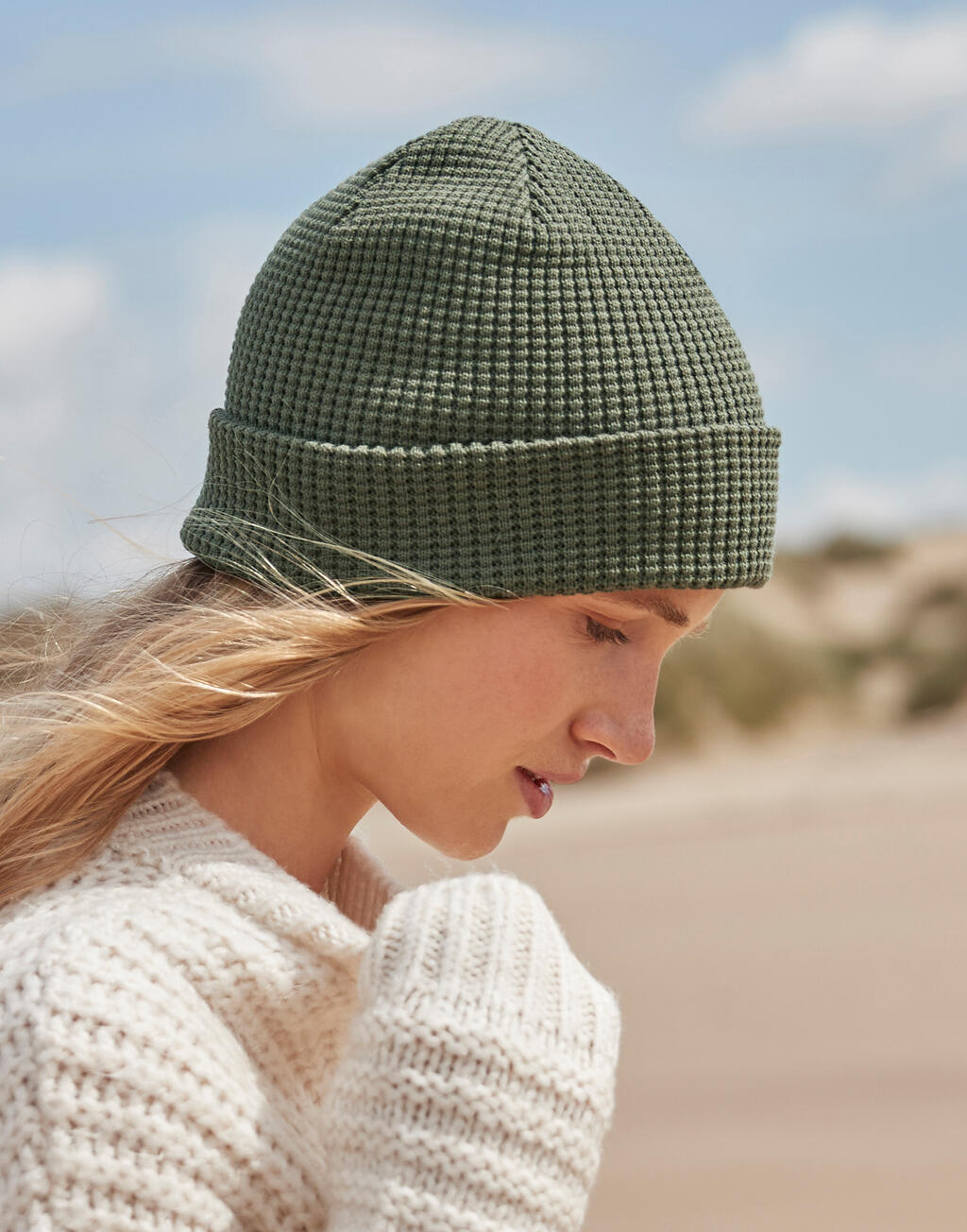 B52N - Organic Cotton Waffle Beanie - Olive Green