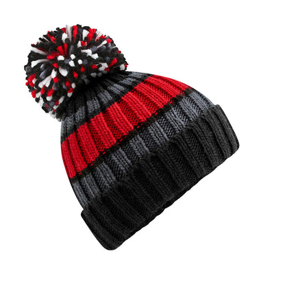 B392 - Hygge Striped Beanie - Black Cherry