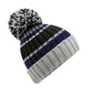 B392 - Hygge Striped Beanie - Blue Steel