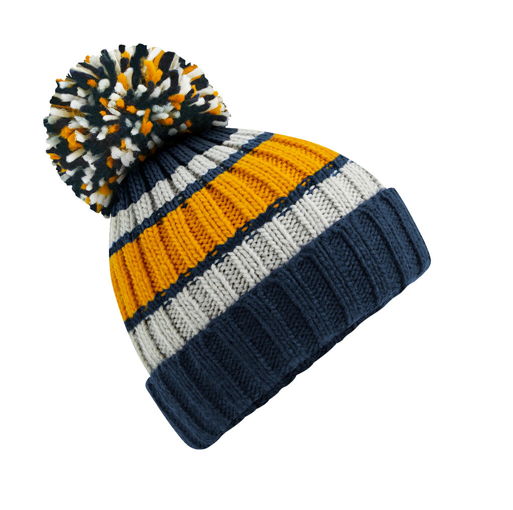 B392 - Hygge Striped Beanie - Dijon Blue
