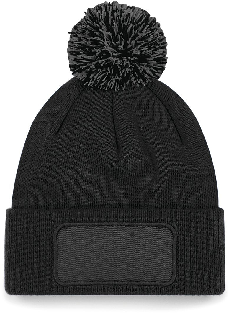 B443 - Gorro parche Snowstar® con pompón - Black / Graphite Grey - frontal
