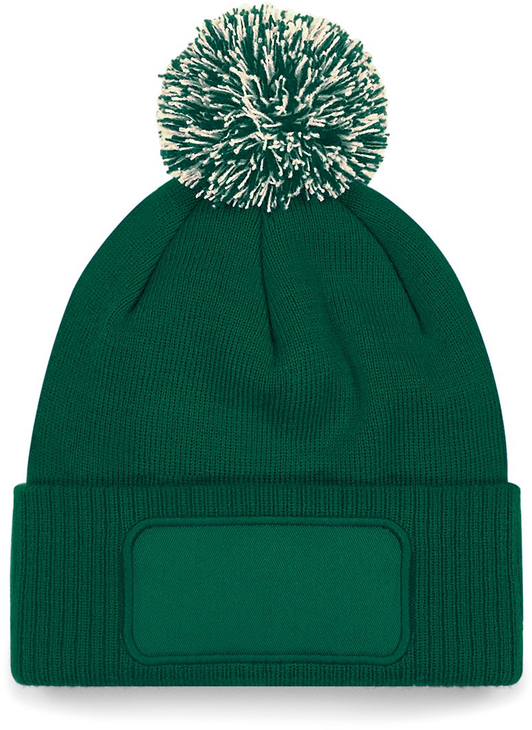 B443 - Gorro parche Snowstar® con pompón - Bottle Green / Off White - frontal