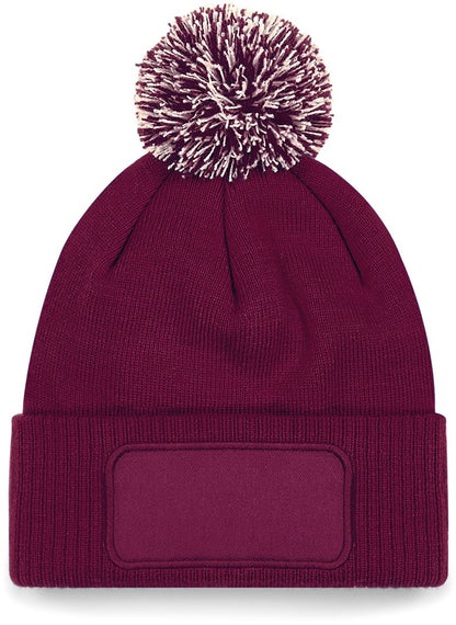 B443 - Gorro parche Snowstar® con pompón - Burgundy / Off White - frontal