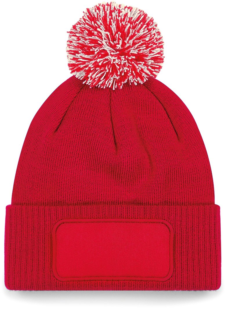 B443 - Gorro parche Snowstar® con pompón - Classic Red / Off White - frontal