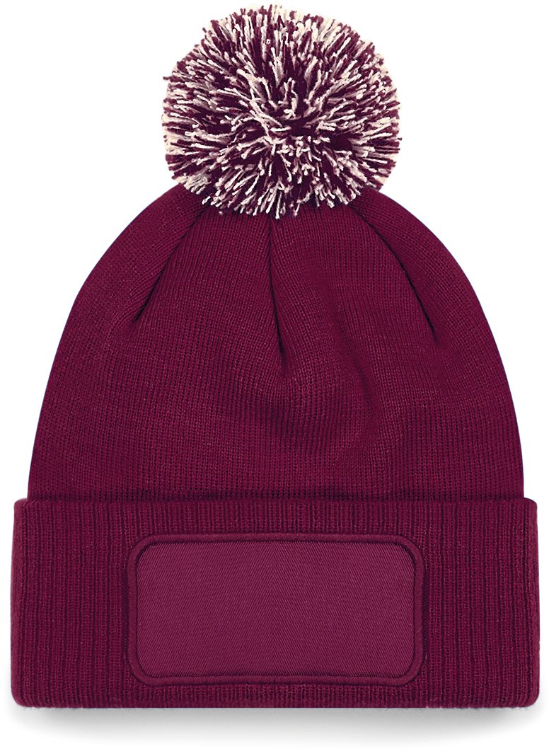 B443 - Gorro parche Snowstar® con pompón - Burgundy / Off White - frontal