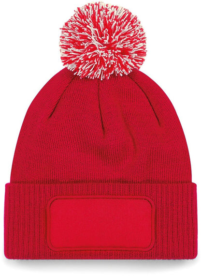 B443 - Gorro parche Snowstar® con pompón - Classic Red / Off White - frontal