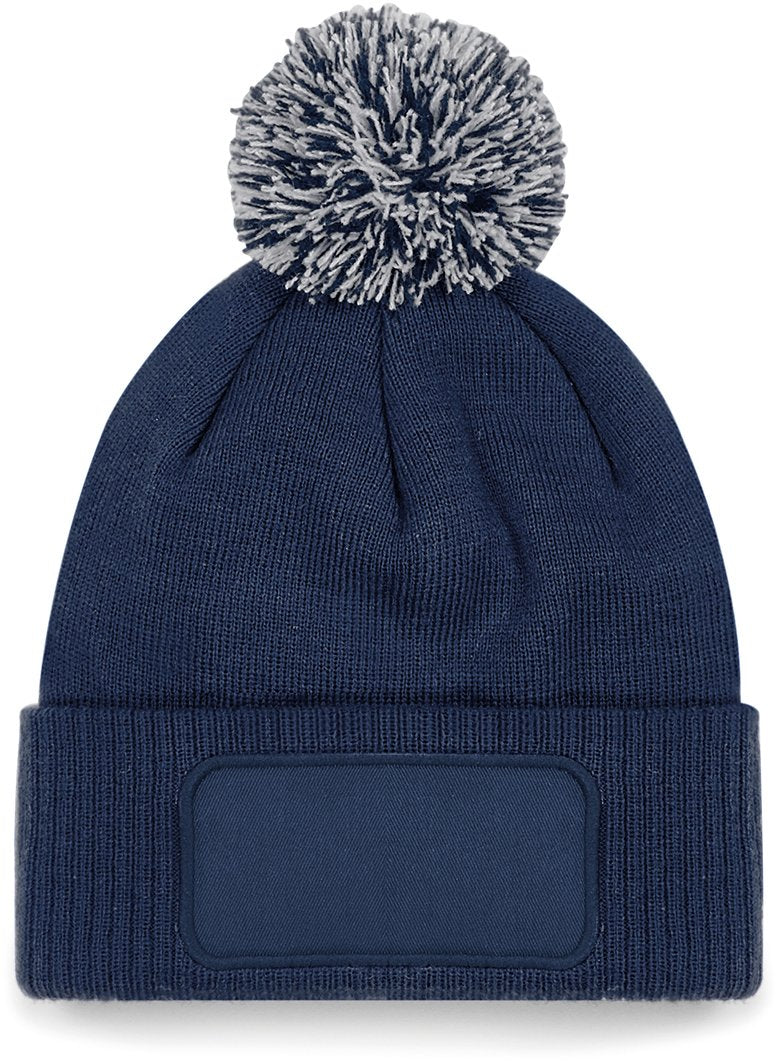 B443 - Gorro parche Snowstar® con pompón - French Navy / Light Grey - frontal