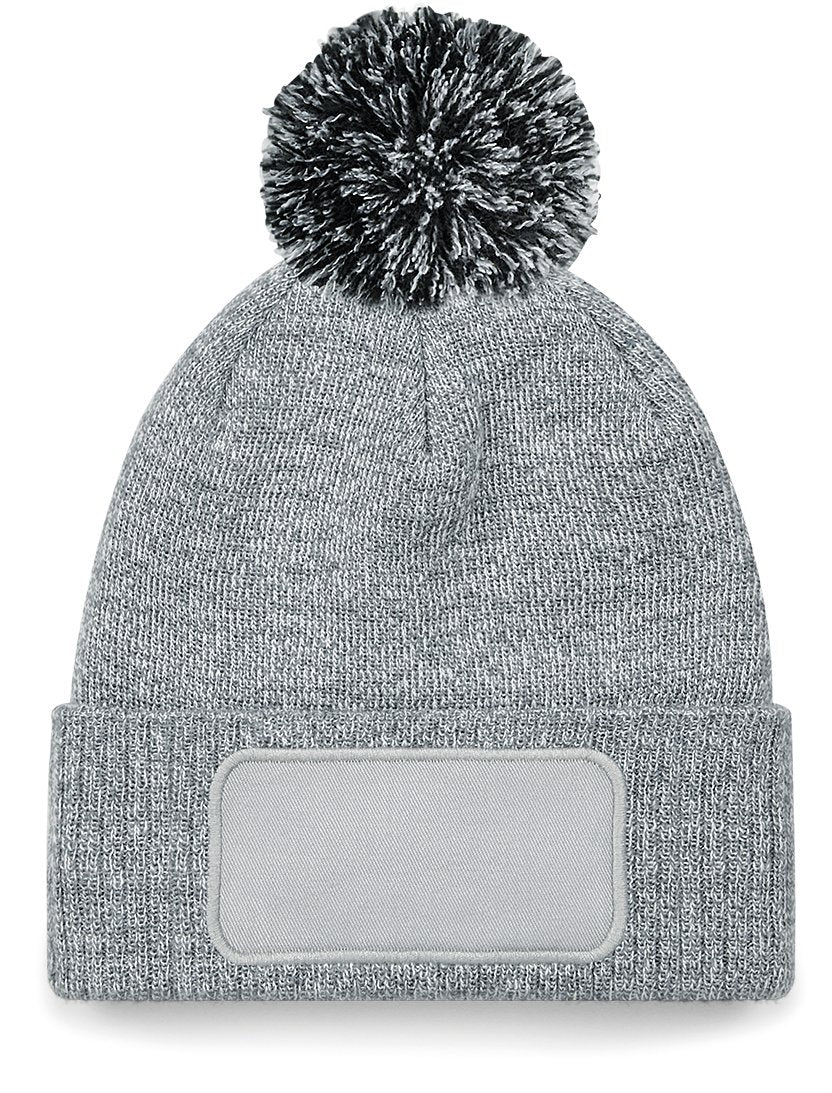 B443 - Gorro parche Snowstar® con pompón - Heather Grey / Black - frontal