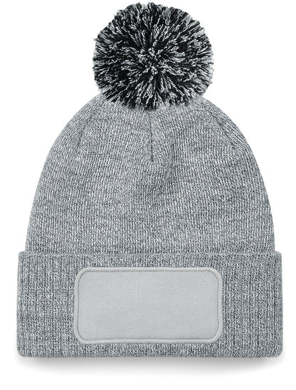 B443 - Gorro parche Snowstar® con pompón - Heather Grey / Black - frontal