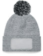 B443 - Gorro parche Snowstar® con pompón - Heather Grey / Black - frontal