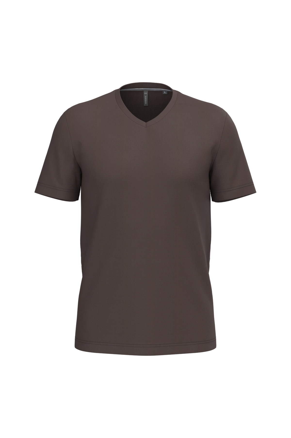 K357 - Camiseta manga corta y cuello de pico - Chocolate - frontal