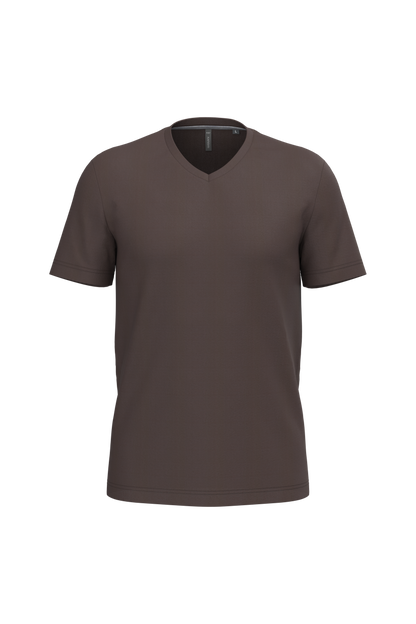 K357 - Camiseta manga corta y cuello de pico - Chocolate - frontal