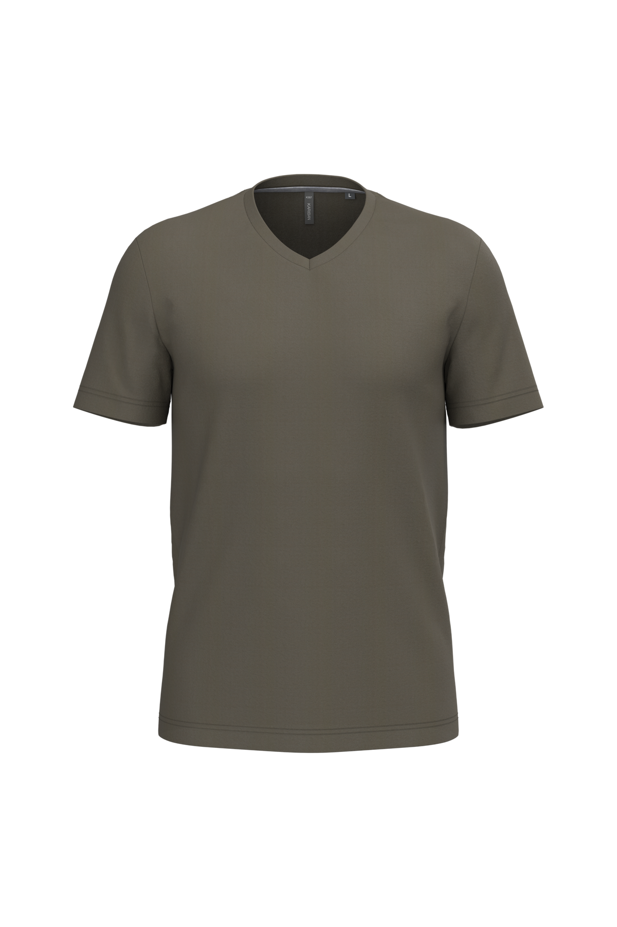 K357 - Camiseta manga corta y cuello de pico - Dark Khaki - frontal