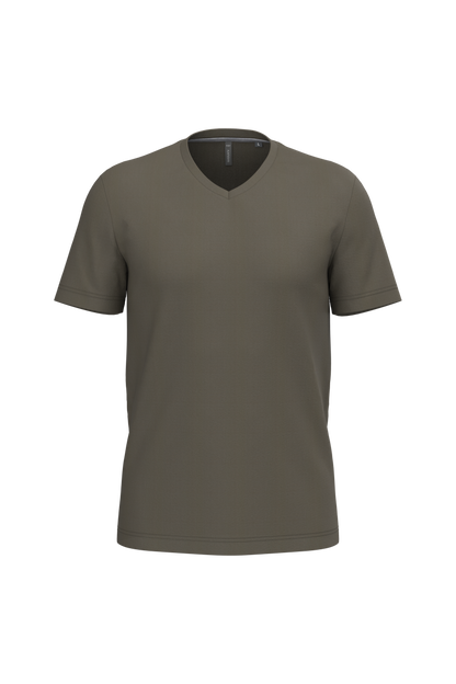 K357 - Camiseta manga corta y cuello de pico - Dark Khaki - frontal