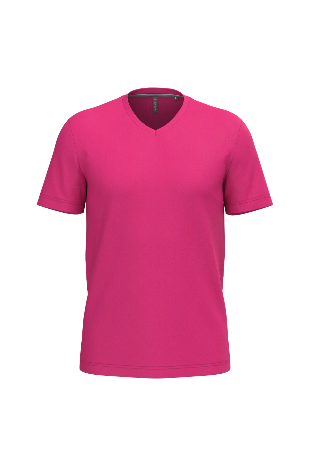 K357 - Camiseta manga corta y cuello de pico - Fuchsia - frontal