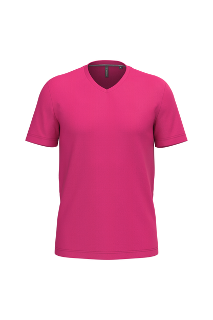 K357 - Camiseta manga corta y cuello de pico - Fuchsia - frontal