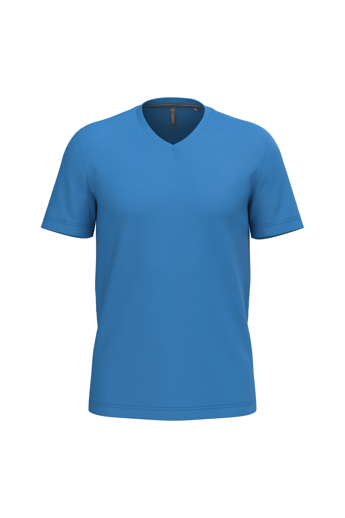 K357 - Camiseta manga corta y cuello de pico - Light Royal Blue - frontal