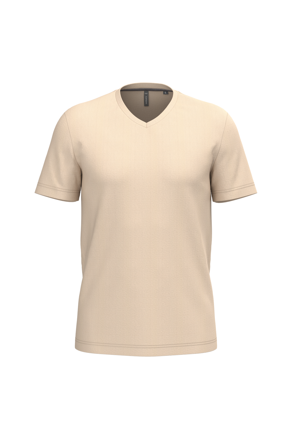 K357 - Camiseta manga corta y cuello de pico - Light Sand - frontal