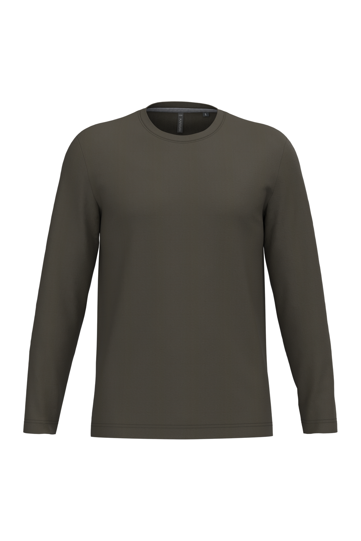 K359 - Camiseta maga larga y cuello redondo hombre - Dark Khaki - frontal