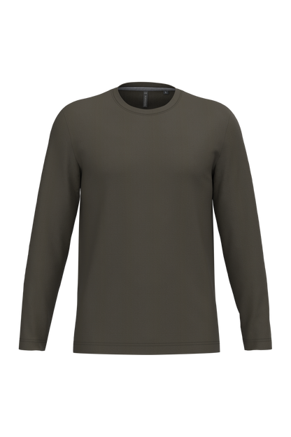 K359 - Camiseta maga larga y cuello redondo hombre - Dark Khaki - frontal