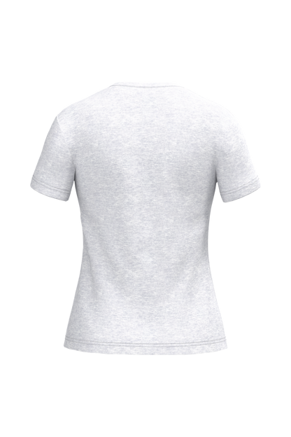 K381 - Camiseta de manga cota y cuello de pico mujer - Ash Heather - trasera