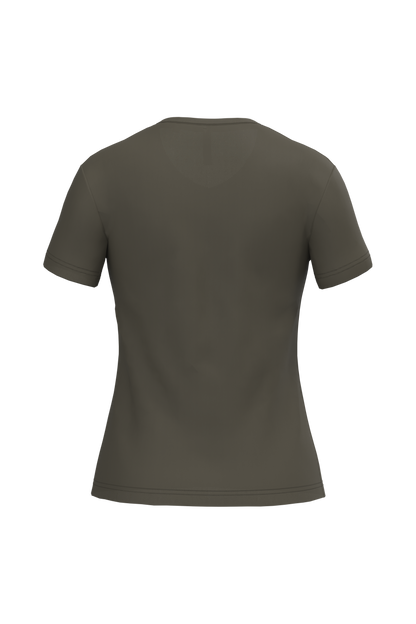 K381 - Camiseta de manga cota y cuello de pico mujer - Dark Khaki - trasera