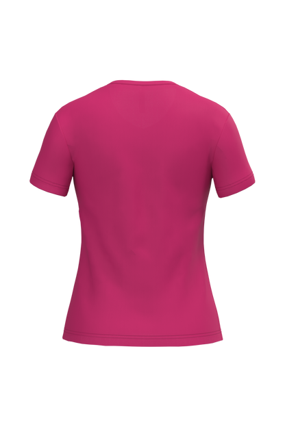 K381 - Camiseta de manga cota y cuello de pico mujer - Fuchsia - trasera