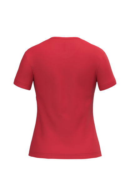 K381 - Camiseta de manga cota y cuello de pico mujer - Red - trasera