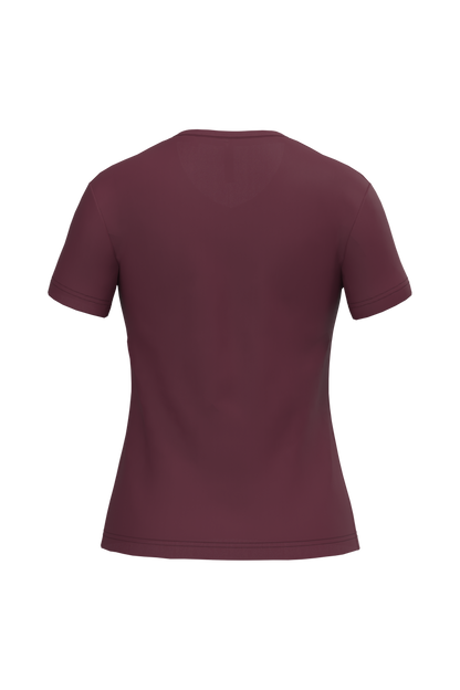 K381 - Camiseta de manga cota y cuello de pico mujer - Wine - trasera