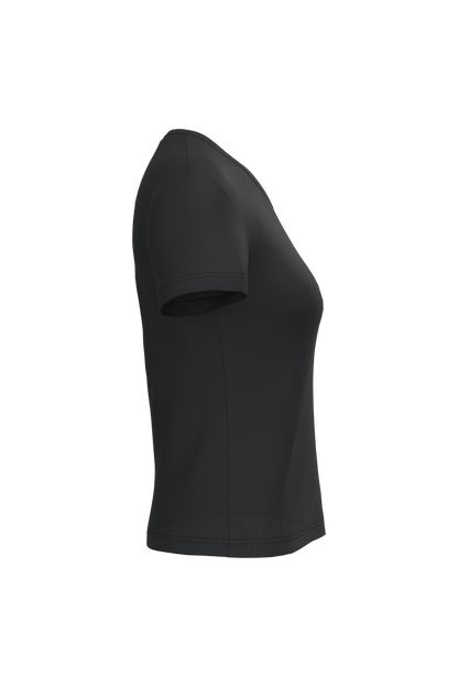 K381 - Camiseta de manga cota y cuello de pico mujer - Black - lateral