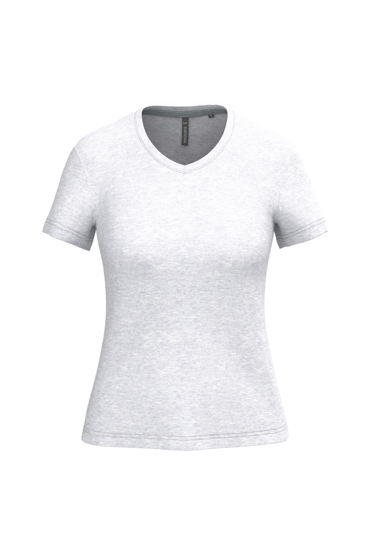 K381 - Camiseta de manga cota y cuello de pico mujer - Ash Heather - frontal
