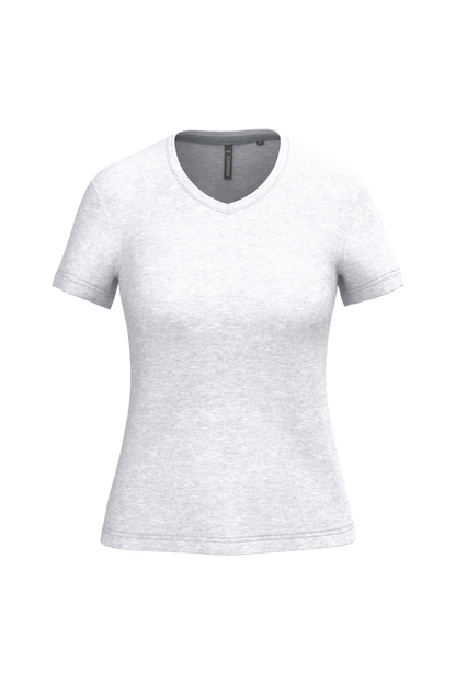 K381 - Camiseta de manga cota y cuello de pico mujer - Ash Heather - frontal