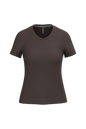 K381 - Camiseta de manga cota y cuello de pico mujer - Chocolate - frontal