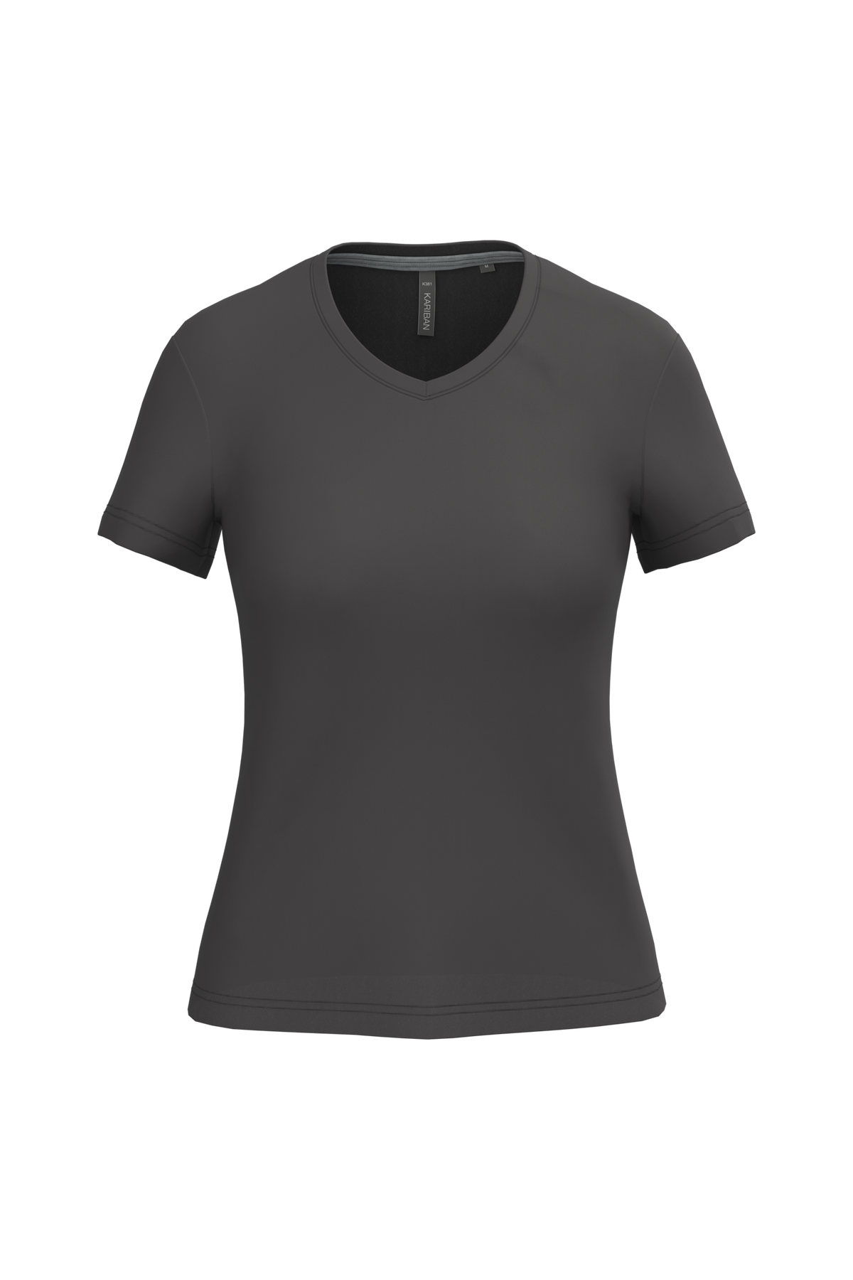 K381 - Camiseta de manga cota y cuello de pico mujer - Dark Grey - frontal