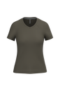 K381 - Camiseta de manga cota y cuello de pico mujer - Dark Khaki - frontal