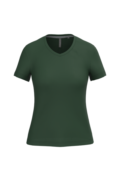 K381 - Camiseta de manga cota y cuello de pico mujer - Forest Green - frontal
