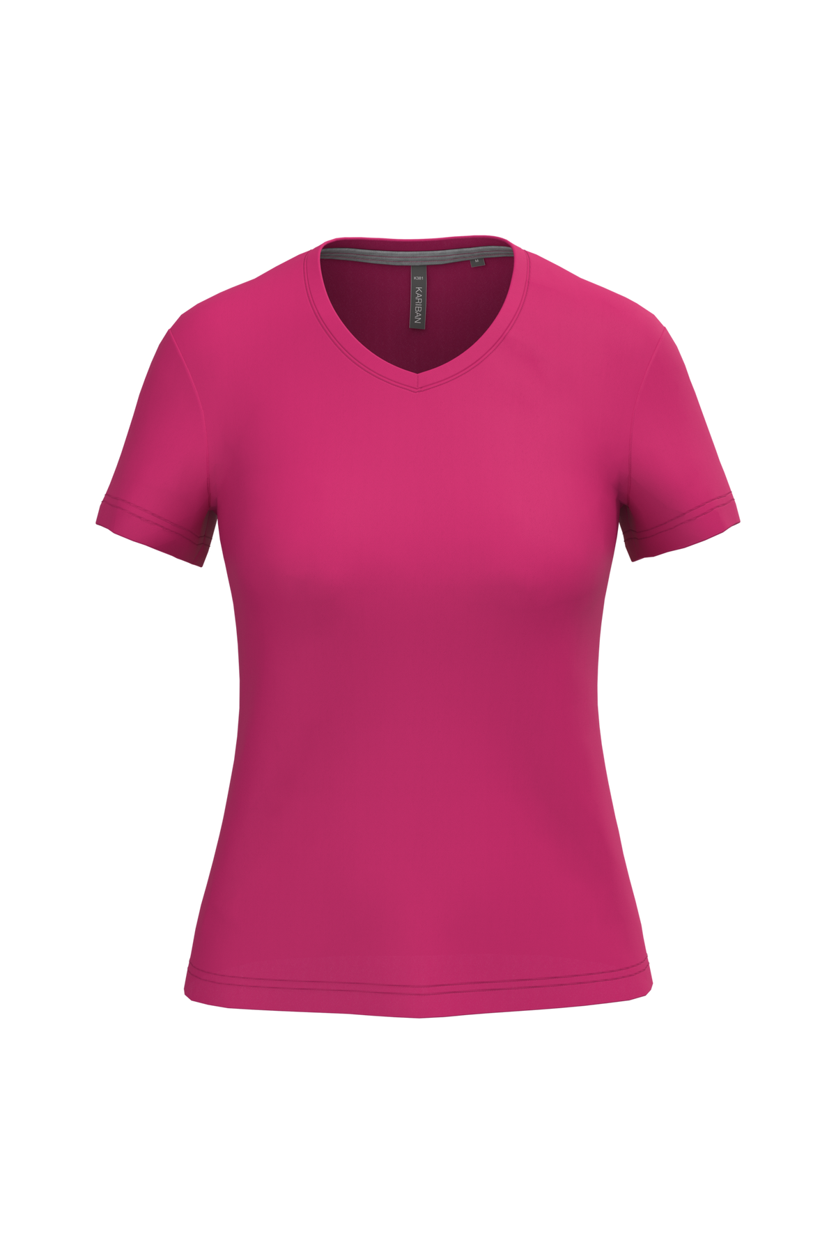 K381 - Camiseta de manga cota y cuello de pico mujer - Fuchsia - frontal