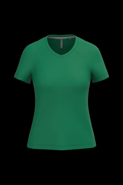 K381 - Camiseta de manga cota y cuello de pico mujer - Kelly Green - frontal
