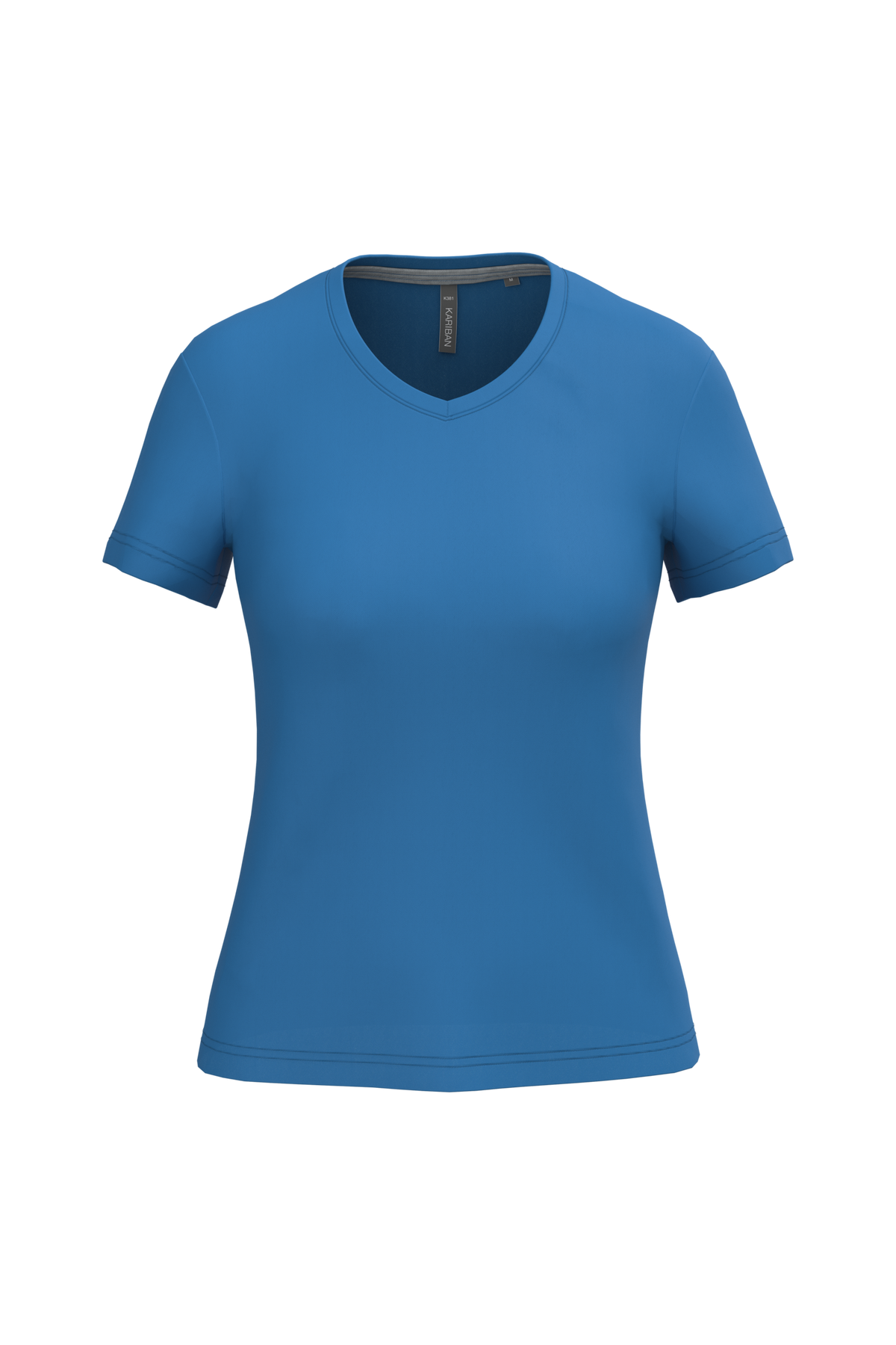 K381 - Camiseta de manga cota y cuello de pico mujer - Light Royal Blue - frontal