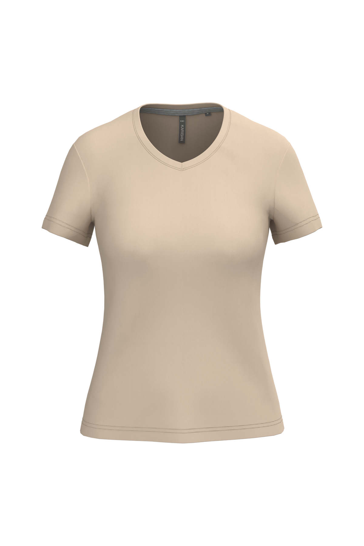 K381 - Camiseta de manga cota y cuello de pico mujer - Light Sand - frontal