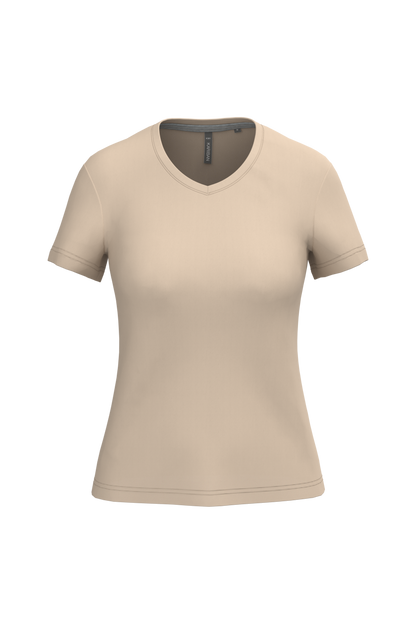 K381 - Camiseta de manga cota y cuello de pico mujer - Light Sand - frontal